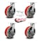 Service Caster 12 Inch Heavy Duty Red Poly on Cast Iron Caster Brakes 2 Swivel Locks, 4PK SCC-KP92S1230-PUR-RS-SLB-BSL-2-SLB-2 - alternate 1